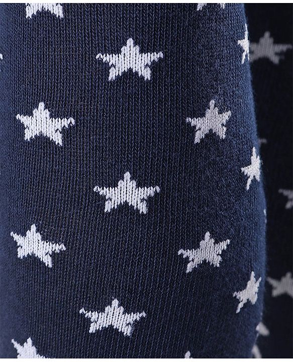 Cute Walk by Babyhug Antibacterial Footie Tights with Star & Unicorn Design - Navy