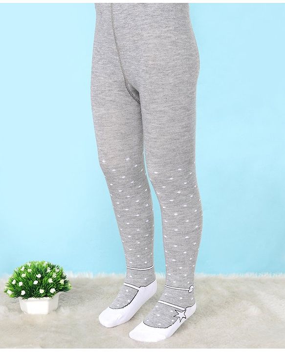 Cute Walk by Babyhug Lycra Knit Antibacterial Tights Polka Dots - Grey