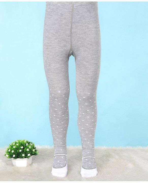 Cute Walk by Babyhug Lycra Knit Antibacterial Tights Polka Dots - Grey