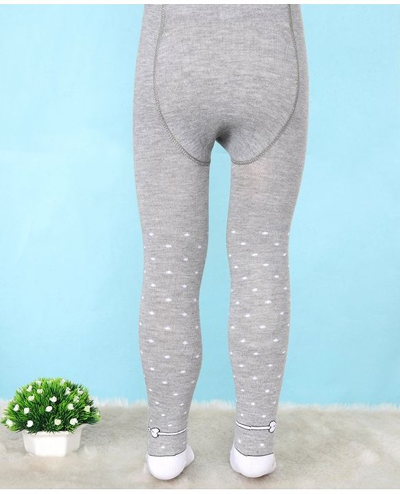 Cute Walk by Babyhug Lycra Knit Antibacterial Tights Polka Dots - Grey