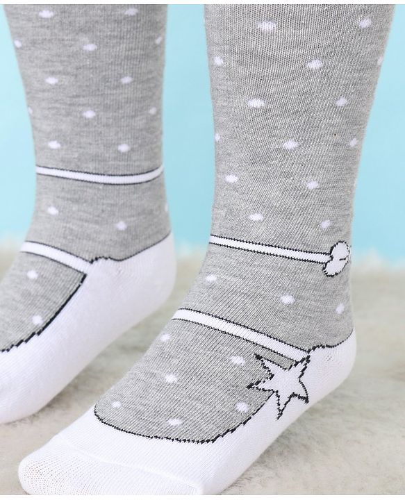 Cute Walk by Babyhug Lycra Knit Antibacterial Tights Polka Dots - Grey