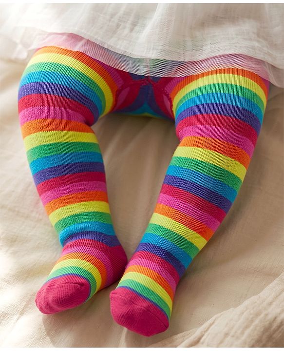 Cute Walk by Babyhug Antibacterial Footie Tights with Striped Design - Pink