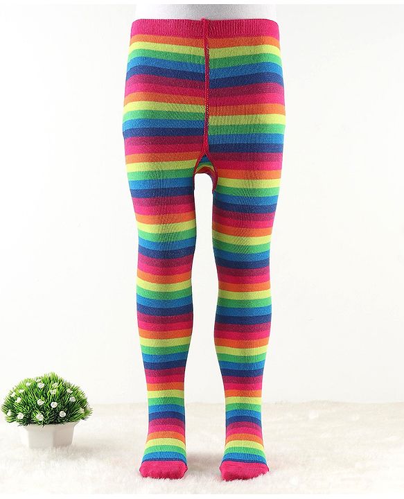 Cute Walk by Babyhug Antibacterial Footie Tights with Striped Design - Pink