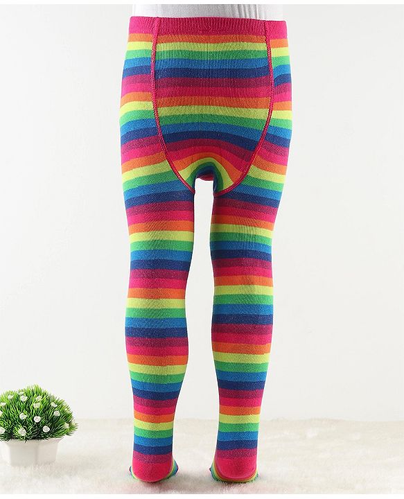 Cute Walk by Babyhug Antibacterial Footie Tights with Striped Design - Pink