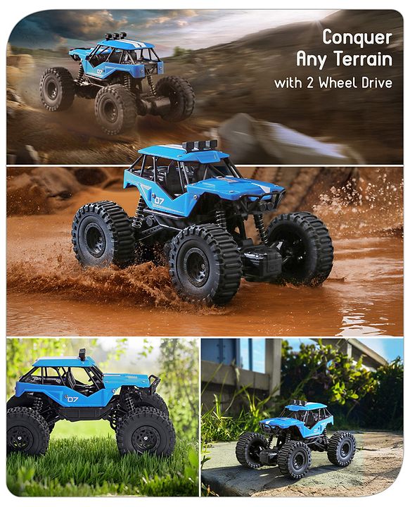 Babyhug Off Roader 1:18 Four Funtions Red Rechargeable Rock Crawler RC Car|Big Rubber Wheels|Range Upto 70 Ft.|Shock Absorbers|BIS certified|Gifting Toy