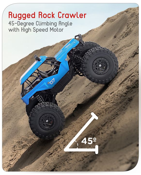 Babyhug Off Roader 1:18 Four Funtions Red Rechargeable Rock Crawler RC Car|Big Rubber Wheels|Range Upto 70 Ft.|Shock Absorbers|BIS certified|Gifting Toy