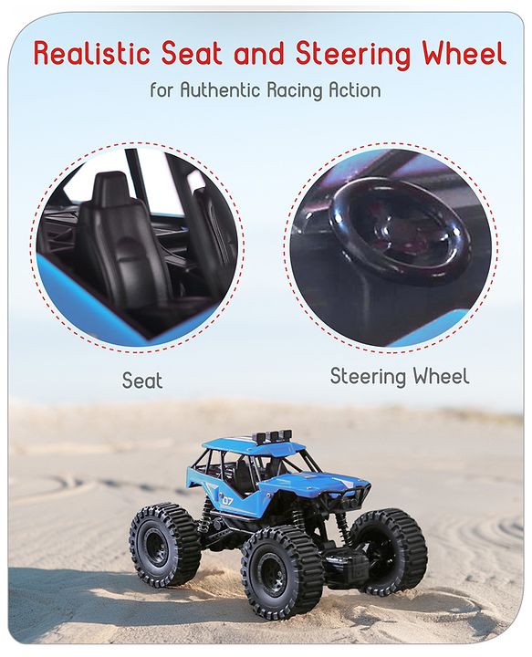 Babyhug Off Roader 1:18 Four Funtions Red Rechargeable Rock Crawler RC Car|Big Rubber Wheels|Range Upto 70 Ft.|Shock Absorbers|BIS certified|Gifting Toy