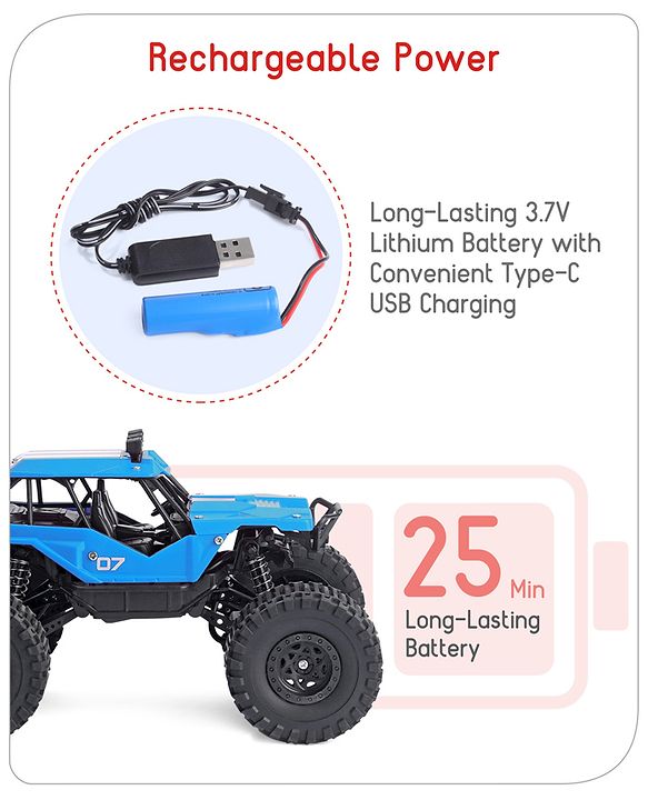 Babyhug Off Roader 1:18 Four Funtions Red Rechargeable Rock Crawler RC Car|Big Rubber Wheels|Range Upto 70 Ft.|Shock Absorbers|BIS certified|Gifting Toy