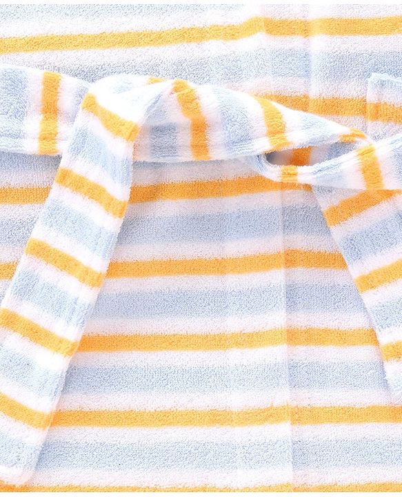 Babyhug Cotton Knit Full Sleeves Striped Bathrobe with Hood - Multicolor