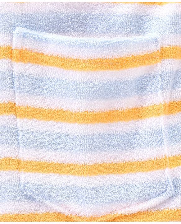Babyhug Cotton Knit Full Sleeves Striped Bathrobe with Hood - Multicolor