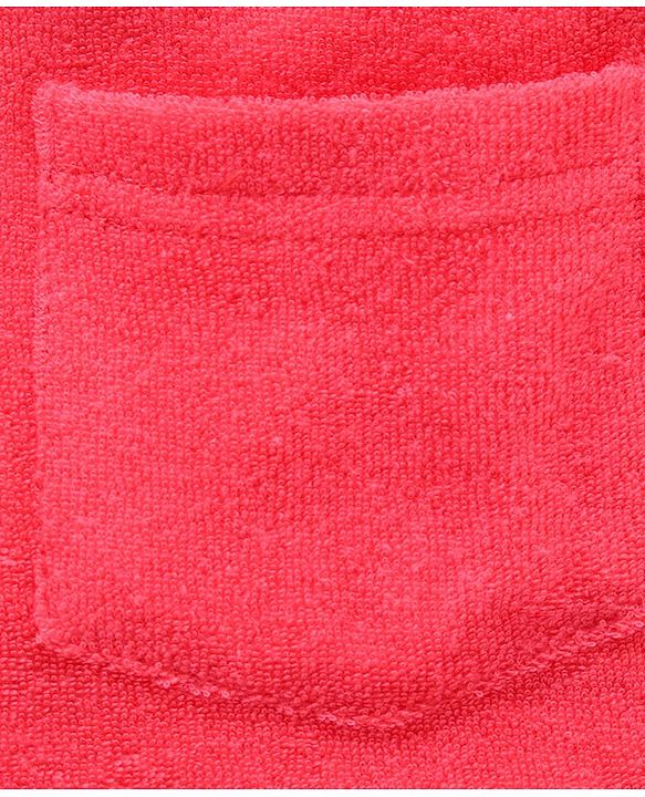 Babyhug Full Sleeves Cotton Knit Hooded Bath Robe  Animal Embroidery with Pocket - Red