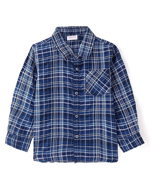 Babyhug Cotton Woven Full Sleeves Checkered Shirt - Blue
