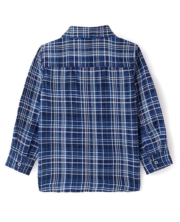 Babyhug Cotton Woven Full Sleeves Checkered Shirt - Blue
