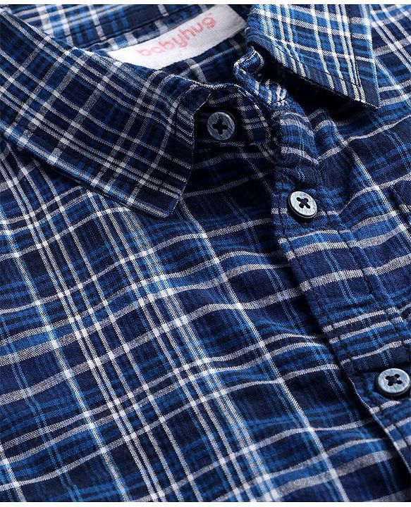 Babyhug Cotton Woven Full Sleeves Checkered Shirt - Blue