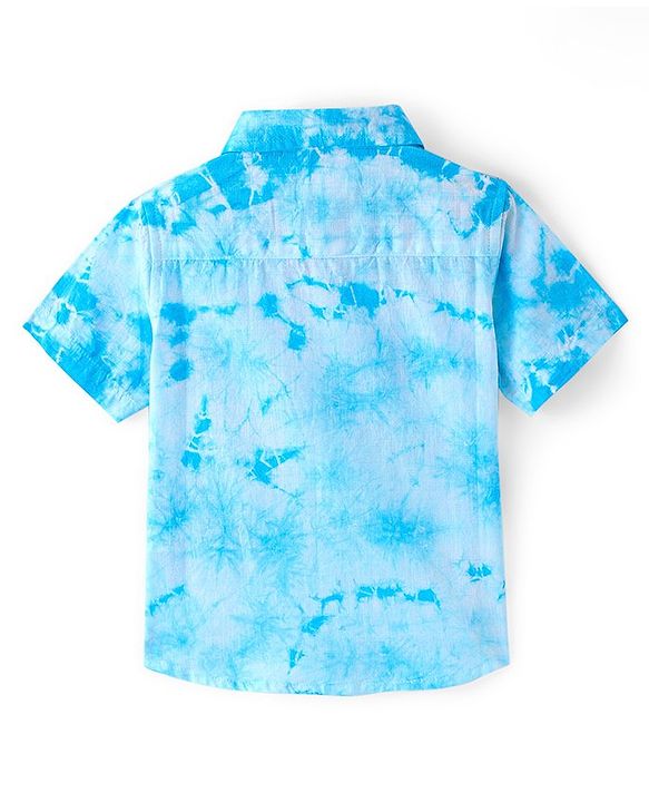 Babyhug Cotton Woven Half Sleeves Tie Dye Shirt - Blue