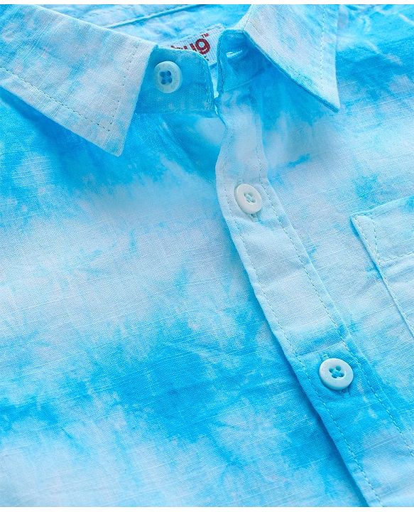 Babyhug Cotton Woven Half Sleeves Tie Dye Shirt - Blue