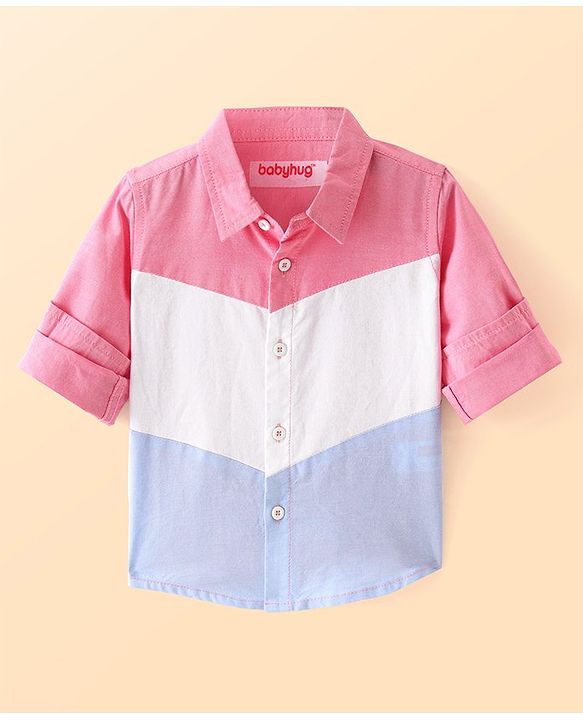 Babyhug Cotton Woven Full Sleeves Regular Collar Solid Colour Shirt - Multicolor