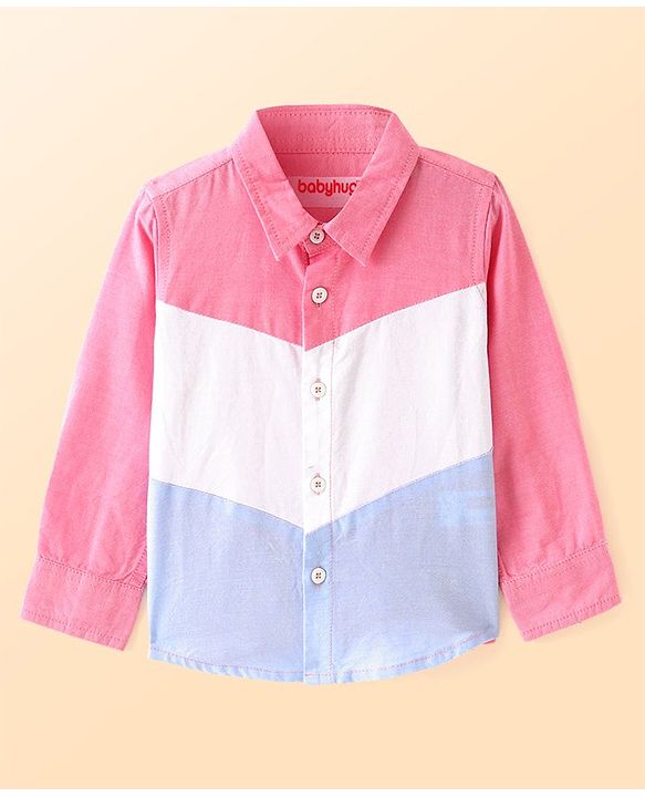 Babyhug Cotton Woven Full Sleeves Regular Collar Solid Colour Shirt - Multicolor