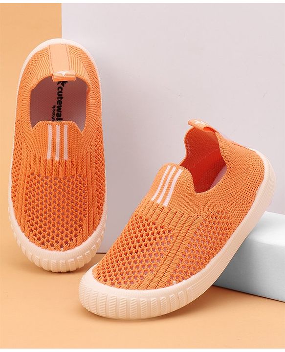Cute Walk by Babyhug Slip On Striped Design Casual Shoes - Black