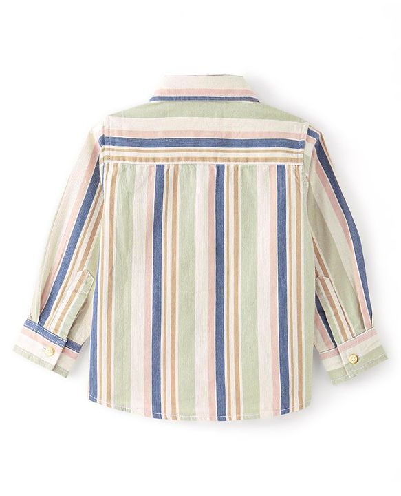 Babyhug Cotton corduroy Woven Full Sleeves Checks Shirt - Green & White