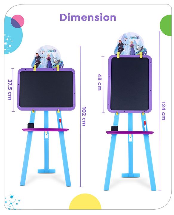Babyhug Disney Frozen 8-in-1 Easel Board - Multicolor | Magnetic Whiteboard & Chalkboard with Alpha & Numric | Hight Adjustable | Enhances Learning & Creativity | Multicolor |BIS Certified