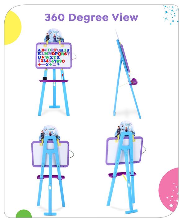 Babyhug Disney Frozen 8-in-1 Easel Board - Multicolor | Magnetic Whiteboard & Chalkboard with Alpha & Numric | Hight Adjustable | Enhances Learning & Creativity | Multicolor |BIS Certified