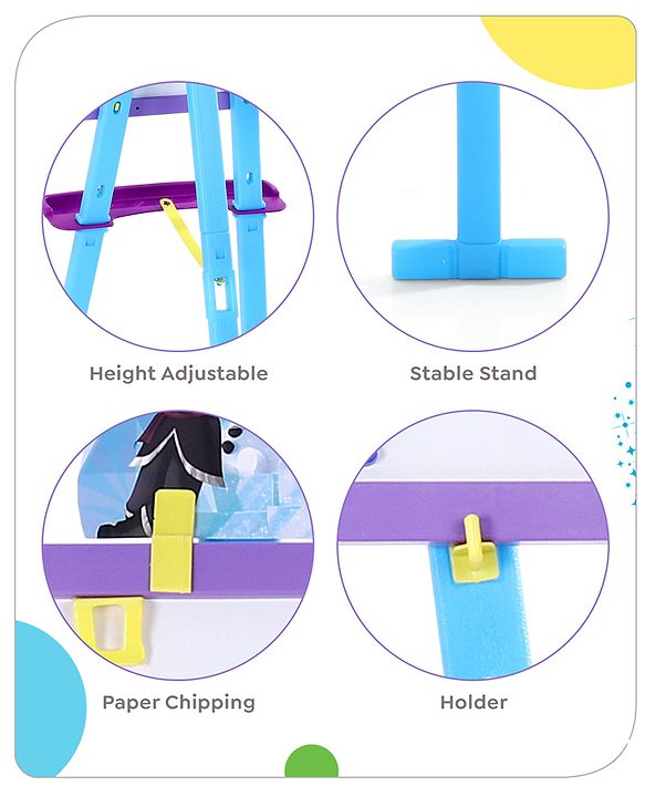 Babyhug Disney Frozen 8-in-1 Easel Board - Multicolor | Magnetic Whiteboard & Chalkboard with Alpha & Numric | Hight Adjustable | Enhances Learning & Creativity | Multicolor |BIS Certified