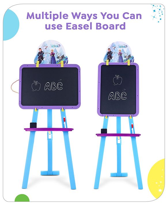 Babyhug Disney Frozen 8-in-1 Easel Board - Multicolor | Magnetic Whiteboard & Chalkboard with Alpha & Numric | Hight Adjustable | Enhances Learning & Creativity | Multicolor |BIS Certified