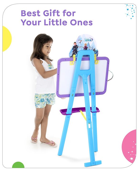 Babyhug Disney Frozen 8-in-1 Easel Board - Multicolor | Magnetic Whiteboard & Chalkboard with Alpha & Numric | Hight Adjustable | Enhances Learning & Creativity | Multicolor |BIS Certified