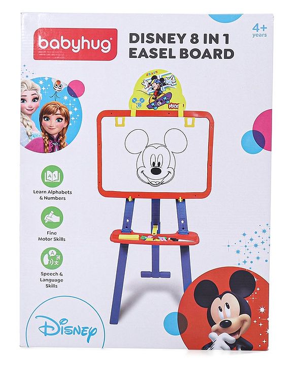 Babyhug Disney Frozen 8-in-1 Easel Board - Multicolor | Magnetic Whiteboard & Chalkboard with Alpha & Numric | Hight Adjustable | Enhances Learning & Creativity | Multicolor |BIS Certified