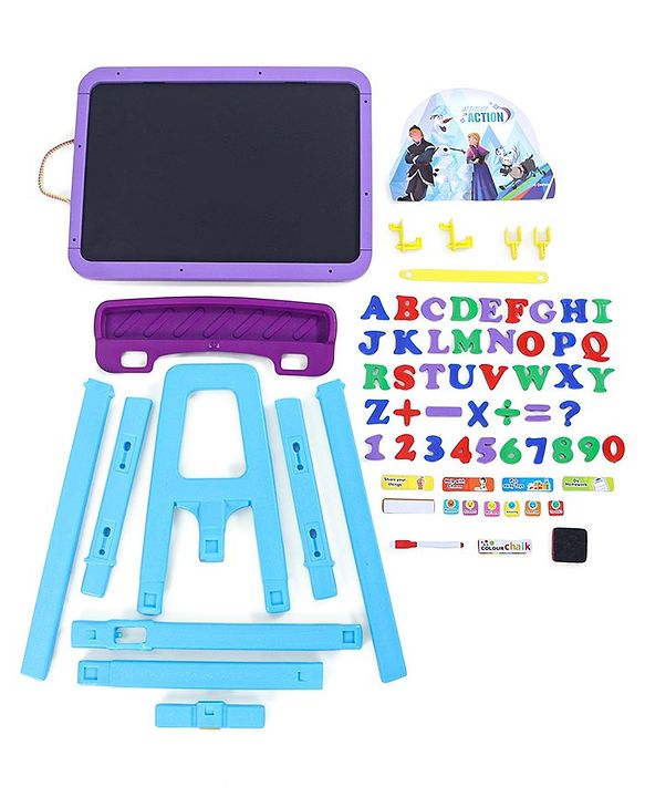 Babyhug Disney Frozen 8-in-1 Easel Board - Multicolor | Magnetic Whiteboard & Chalkboard with Alpha & Numric | Hight Adjustable | Enhances Learning & Creativity | Multicolor |BIS Certified