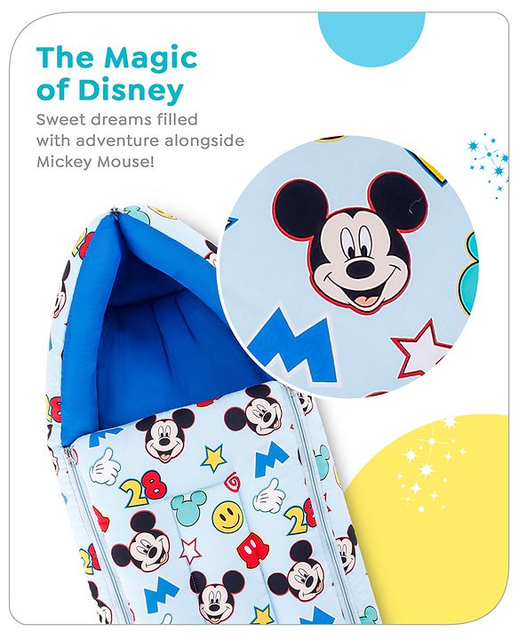 Babyhug Disney Sleeping Bag Smiley Mickey Mouse Print - Blue