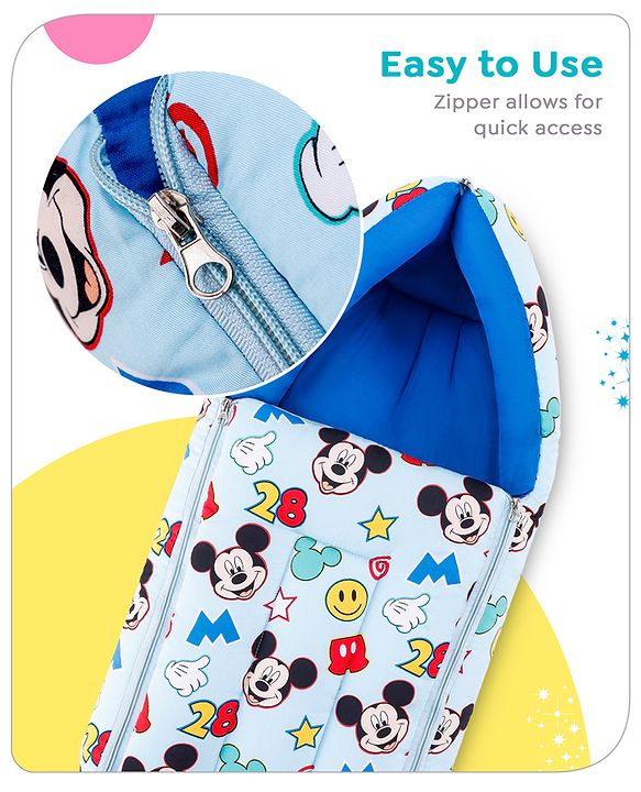 Babyhug Disney Sleeping Bag Smiley Mickey Mouse Print - Blue