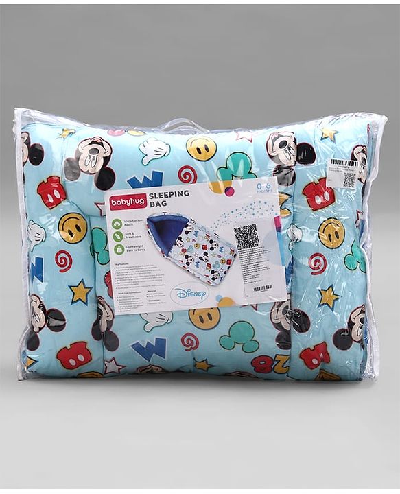 Babyhug Disney Sleeping Bag Smiley Mickey Mouse Print - Blue