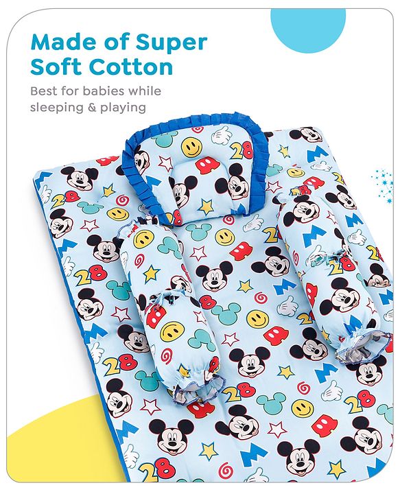 Babyhug Disney Bedding Set Smiley Mickey Mouse Print - Blue