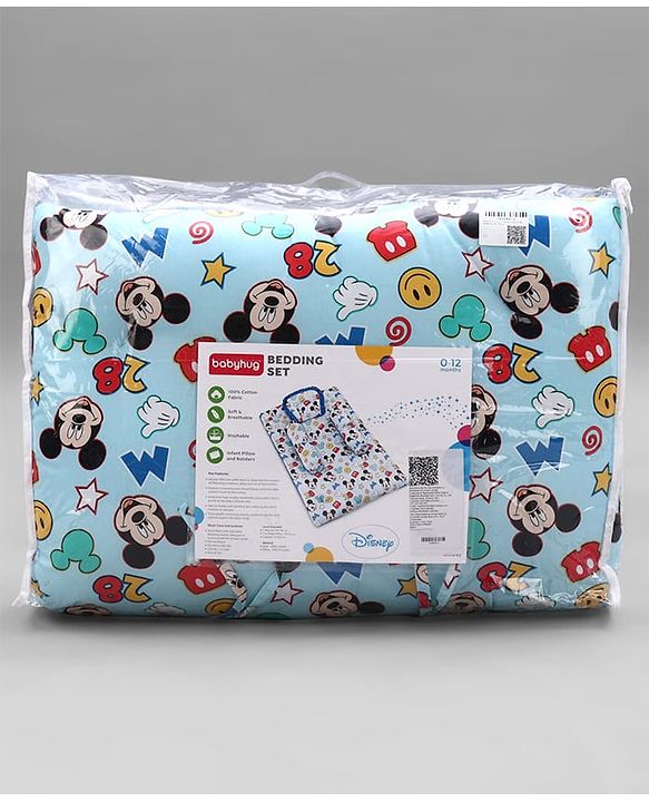 Babyhug Disney Bedding Set Smiley Mickey Mouse Print - Blue
