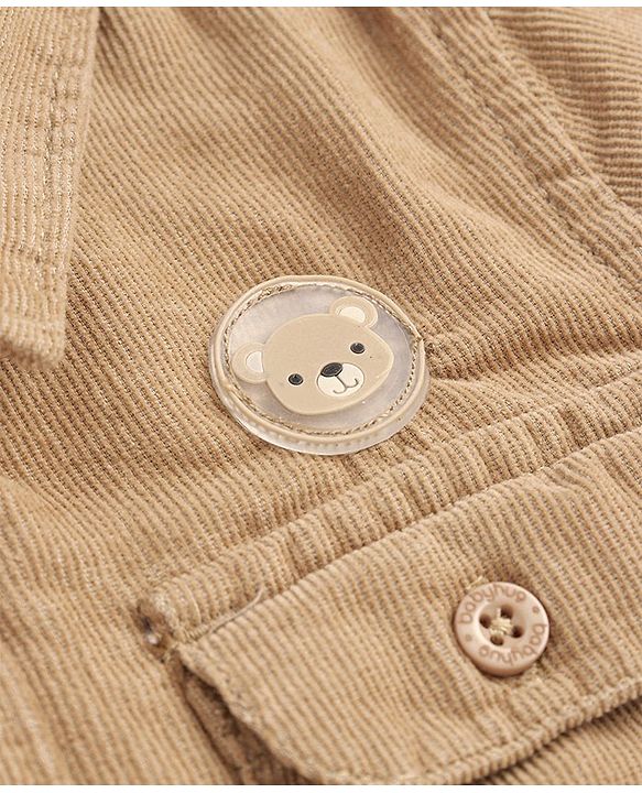Babyhug Cotton Woven Full Sleeves Solid Colour Corduory Shirt - Tan