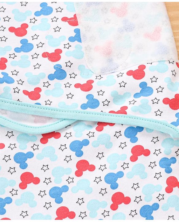 Babyhug Disney Swaddle Cool Mickey Print Set of 2 - Blue & White