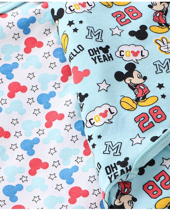 Babyhug Disney Swaddle Cool Mickey Print Set of 2 - Blue & White