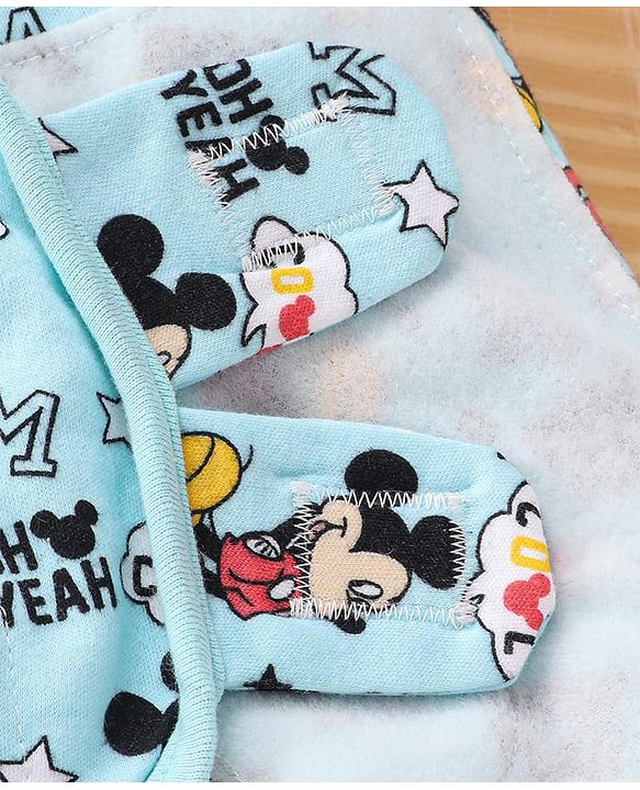 Babyhug Disney Swaddle Cool Mickey Print Set of 2 - Blue & White
