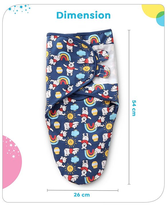 Babyhug Disney Swaddle Cool Mickey Print Set of 2 - Blue & White
