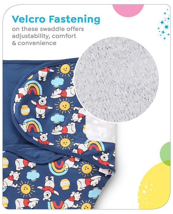 Babyhug Disney Swaddle Cool Mickey Print Set of 2 - Blue & White