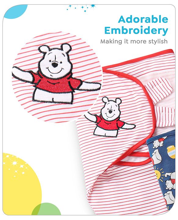 Babyhug Disney Swaddle Cool Mickey Print Set of 2 - Blue & White