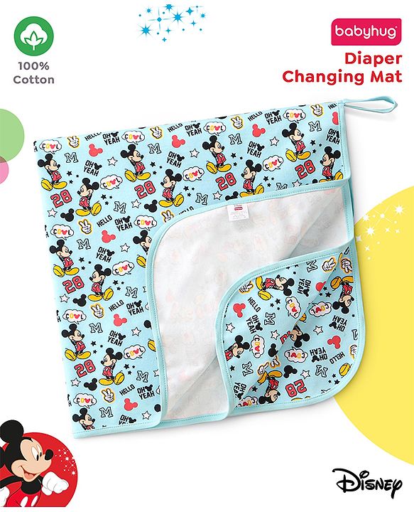 Babyhug Disney Diaper Changing Mat and Bed Protector Cool Mickey Print-  Blue