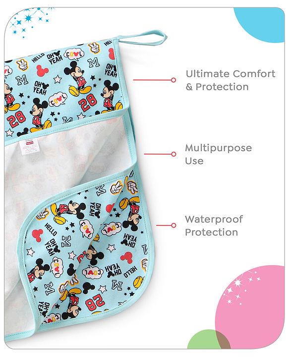 Babyhug Disney Diaper Changing Mat and Bed Protector Cool Mickey Print-  Blue