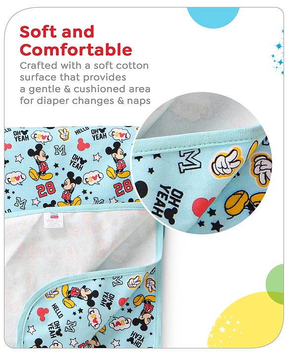 Babyhug Disney Diaper Changing Mat and Bed Protector Cool Mickey Print-  Blue