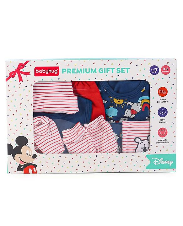 Babyhug Disney Premium Gift Set with Winnie The Pooh Print Navy Blue & Red - Pack of 7