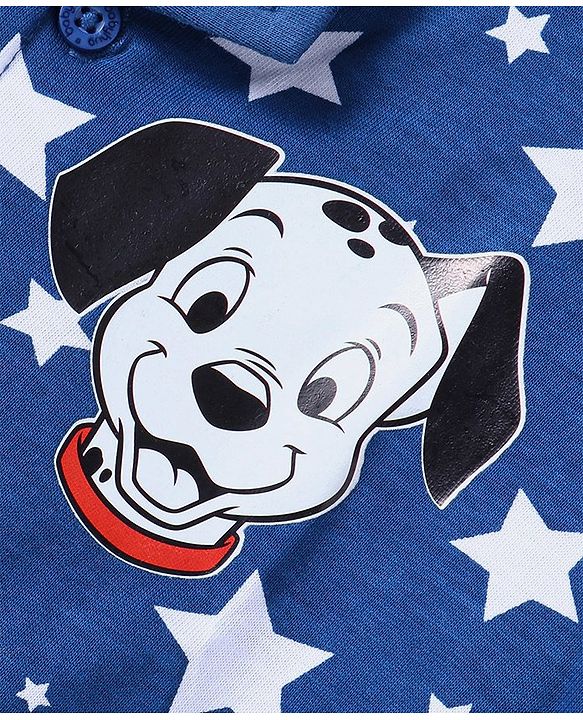 Babyhug Disney Single Jersey Knit Full Sleeves Front Open Night Suit With 101 Dalmatians Graphics - Navy