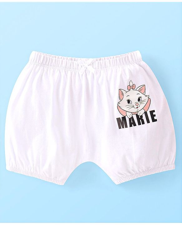 Babyhug Disney Cotton Knit Aristocats Marie Graphic & Bow Detailing Bloomers Pack of 3 - White Red & Pink