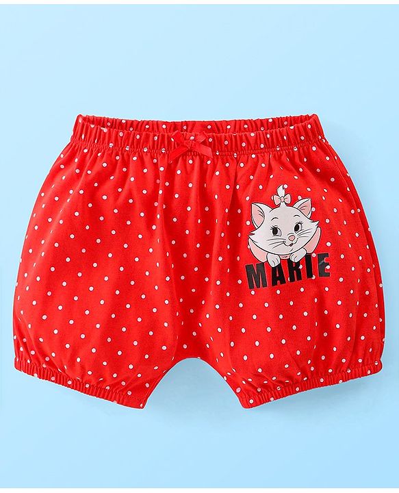 Babyhug Disney Cotton Knit Aristocats Marie Graphic & Bow Detailing Bloomers Pack of 3 - White Red & Pink